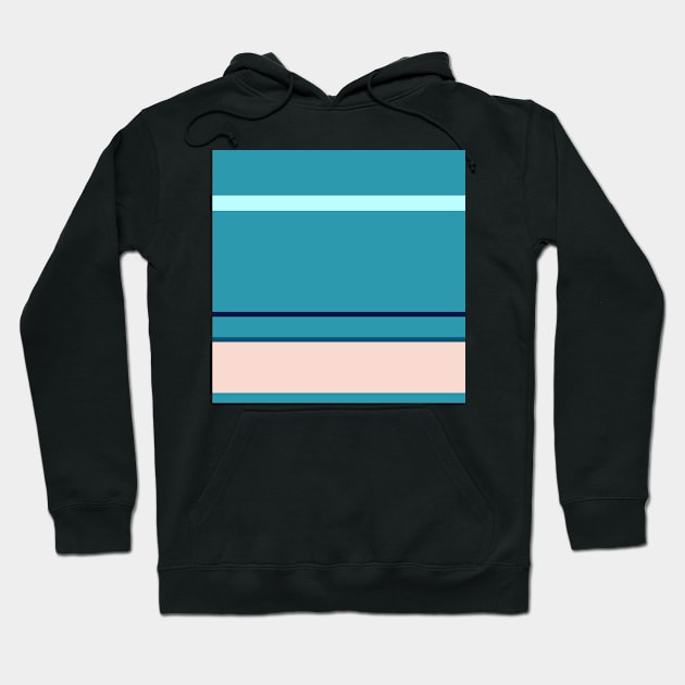 A selected joint of Oxford Blue, Deep Sea Blue, Christmas Blue, Pale Cyan and Pale Pink stripes. Hoodie by Sociable Stripes